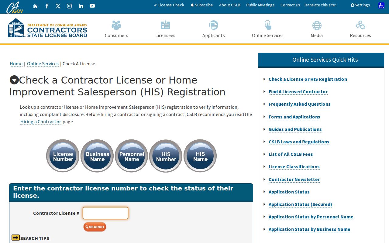 Marina neighbors California contractor license lookup context